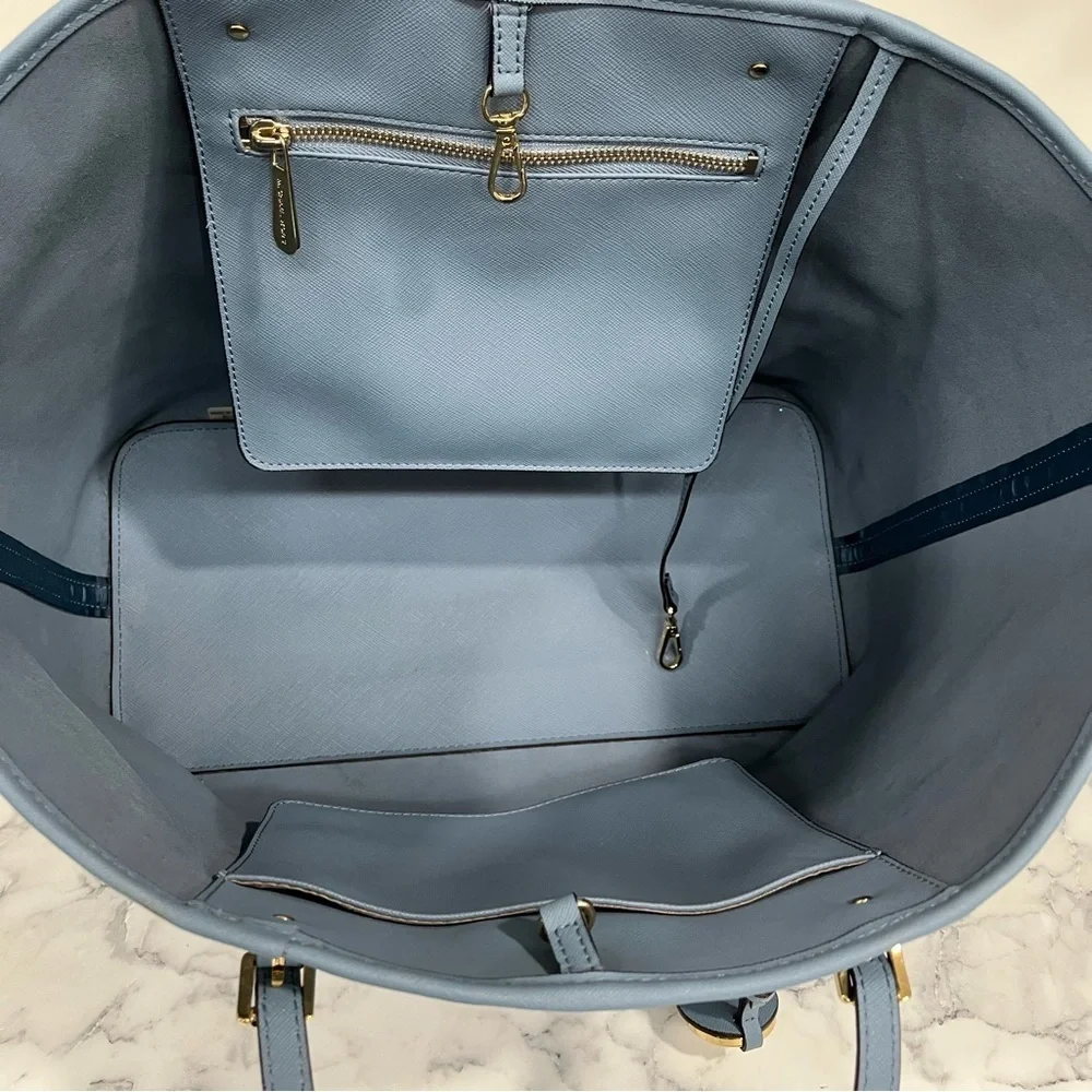 Michael Kors Jet Set Travel Tote Surf Blue Matching Hamilton Wallet